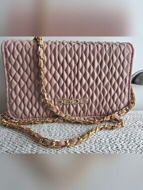bebe Quilted Chain Shoulder Bag in Mauve